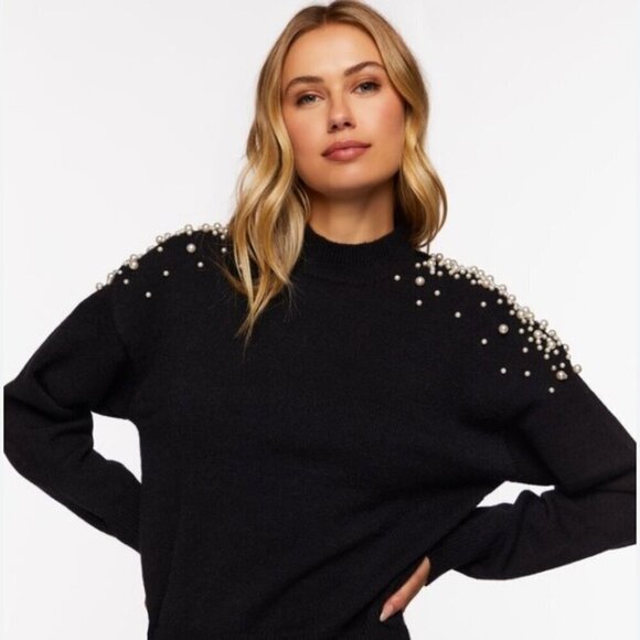 H&M Black Peal Long Sleeve Top - Picture 1 of 10